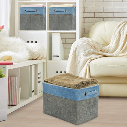Sorbus Cubby Storage Organizer 15 Inch - Big Sturdy Collapsible Storage Bins with Dual Handles - Foldable Baskets for Organizing - Decorative Storage Bins for Shelves at Home & Office - 3 Pack| Aqua