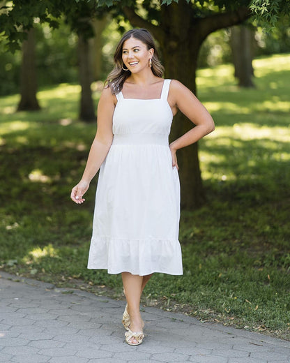 The Drop Vestido Midi Para Mujer, de Tirantes, Blanco Brillante, por @caralynmirand