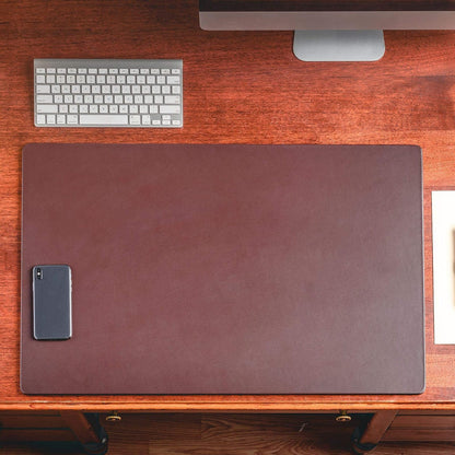 Dacasso P3418 Leather 30" x 19" Desk Mat Without Rails, Chocolate Brown