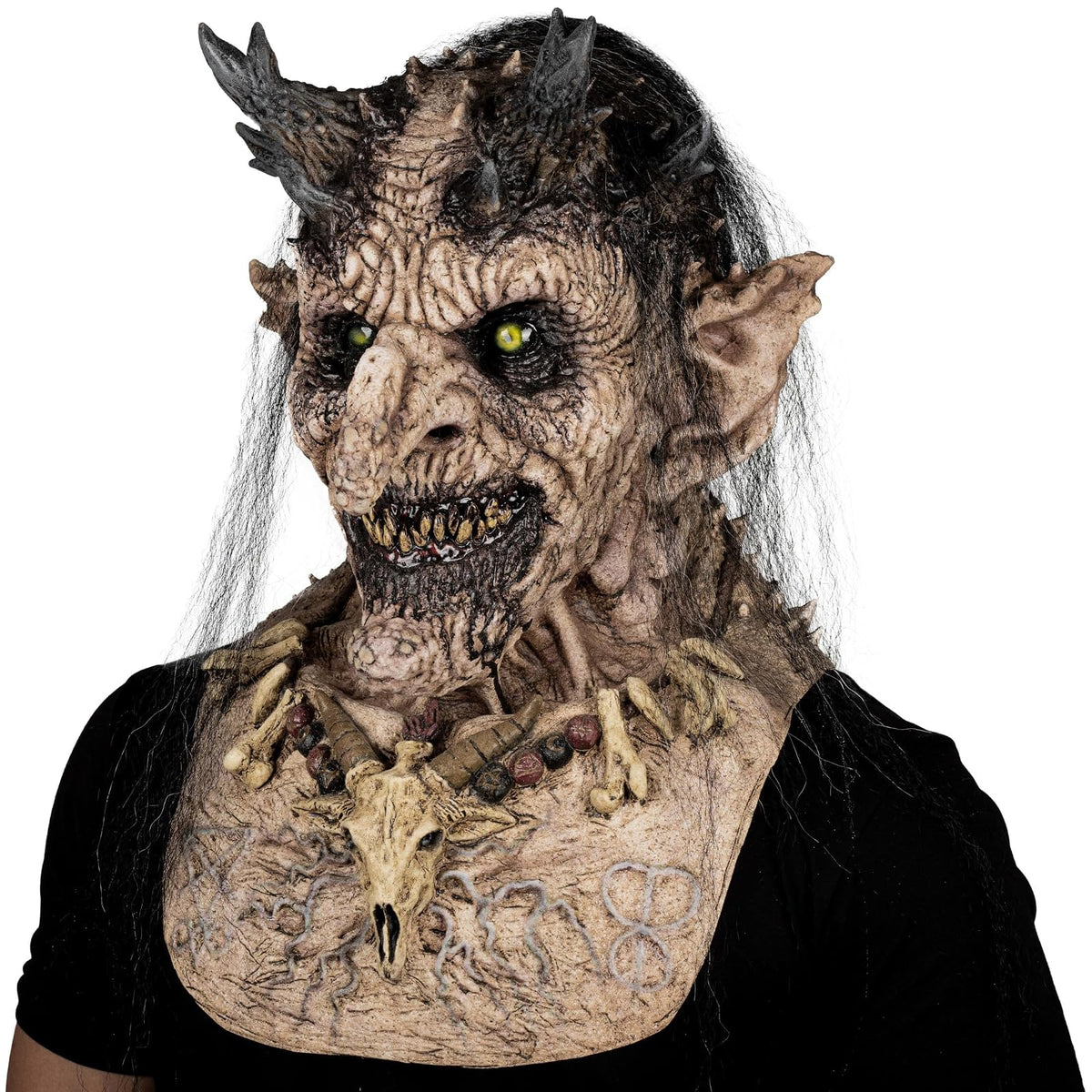 Ghoulish Productions Máscara De Látex Priestess of Hell Flesh, Accesorio Látex Cosplay Bruja, Disfraz Aterrador para Halloween y Fiestas Temáticas, Cosplay Witch Guardiana, Diseño Artesanal Head Mask