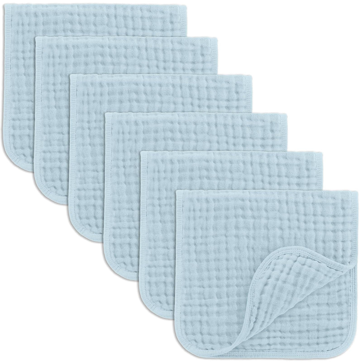 Comfy Cubs Paños de Muselina para Eructar, 100% Algodón, 6 Capas Absorbentes - Sky Blue - 6-Pack 20"X10"
