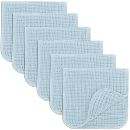 Comfy Cubs Paños de Muselina para Eructar, 100% Algodón, 6 Capas Absorbentes - Sky Blue - 6-Pack 20"X10"