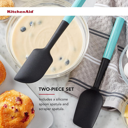 KitchenAid - Juego de espátulas, 2 piezas, Aqua Sky