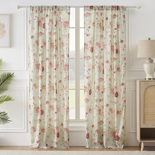 Greenland Home Antique Rose Paneles de Cortina, Conjunto de 4 Piezas, Forradas con ataduras, 213 cm de Largo, Azul