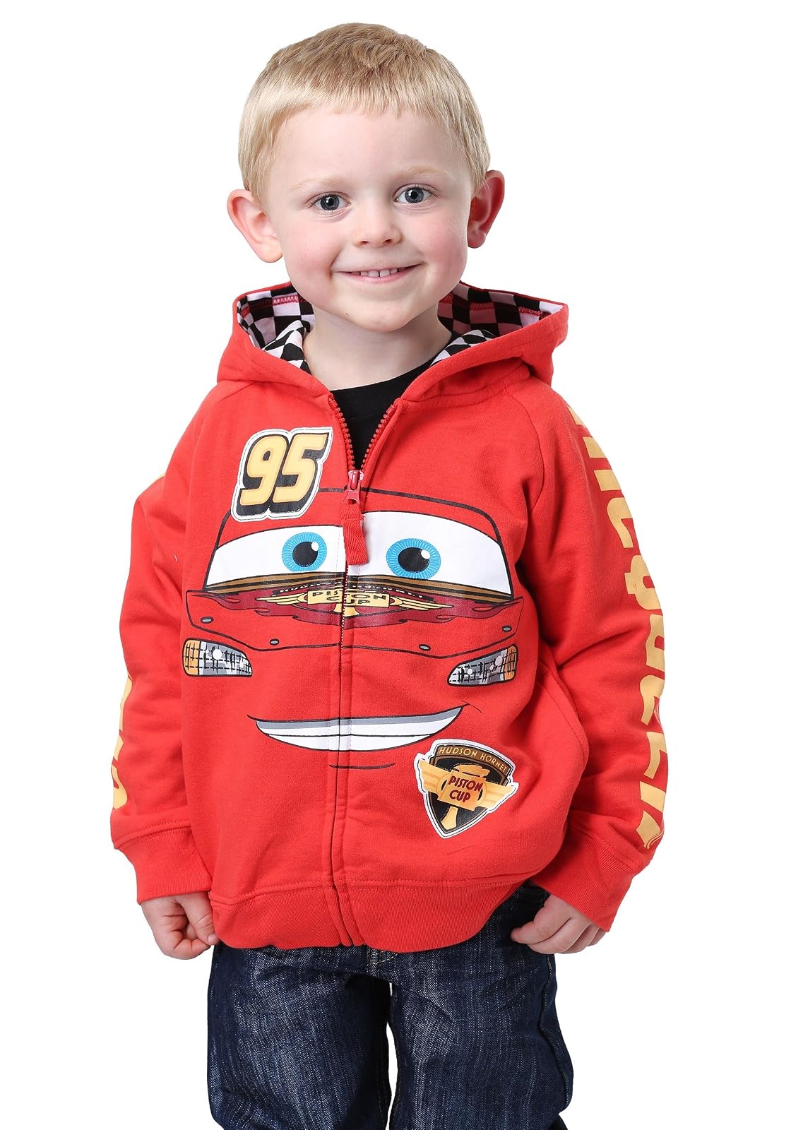 Disney- Sudadera con capucha de Cars "Rayo Macqueen", para niños