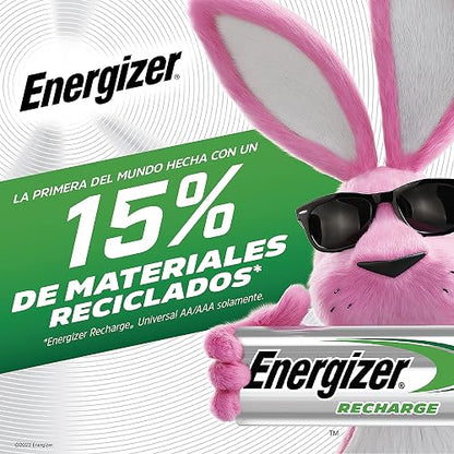 Energizer - Pila Recargable 9V, Recharge, NiMH, 1 Pieza | 8.4V NiMH, hasta 1,000 recargas, para detectores de humo, micrófonos y radios, ahorro a largo plazo