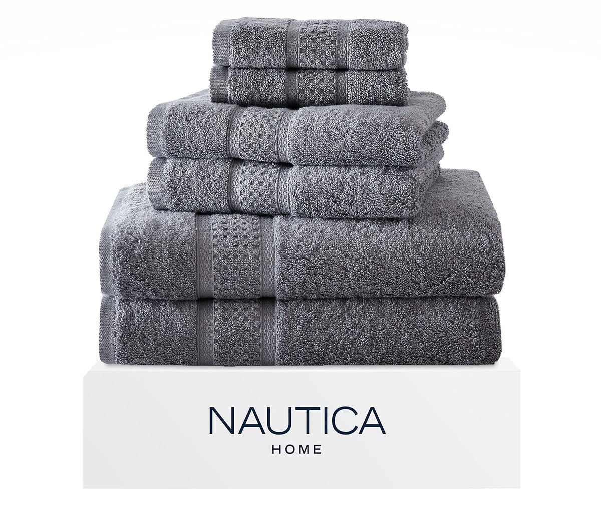 Nautica - Toallas de baño, Resistentes a la decoloración, absorbentes de resaltes, Certificado Oeko-Tex, 6 Piezas