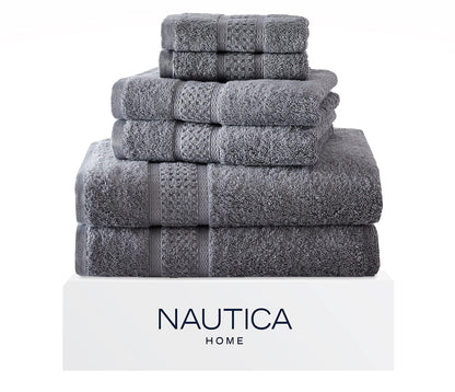 Nautica - Toallas de baño, Resistentes a la decoloración, absorbentes de resaltes, Certificado Oeko-Tex, 6 Piezas