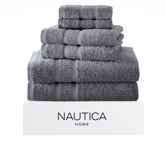 Nautica - Toallas de baño, Resistentes a la decoloración, absorbentes de resaltes, Certificado Oeko-Tex, 6 Piezas