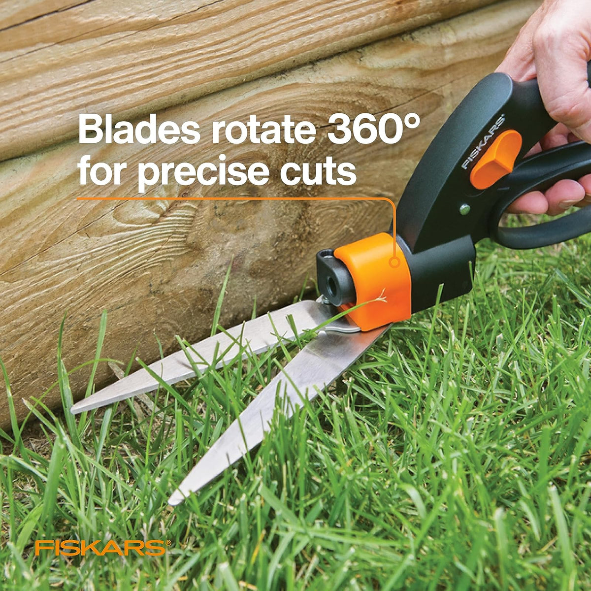 Fiskars Shear Ease - Cuchillas de Acero Inoxidable de 5 Pulgadas - Tijeras de Corte de Plantas de Hoja giratoria de 360 Grados - Tijeras de jardín y Cortador de zacate, Negro