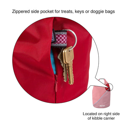 Kurgo Bolsa de Comida para Perros Kibble Carrier | Azul costero y rojo chile, capacidad 5 libras, plegable, libre de BPA, fácil de limpiar