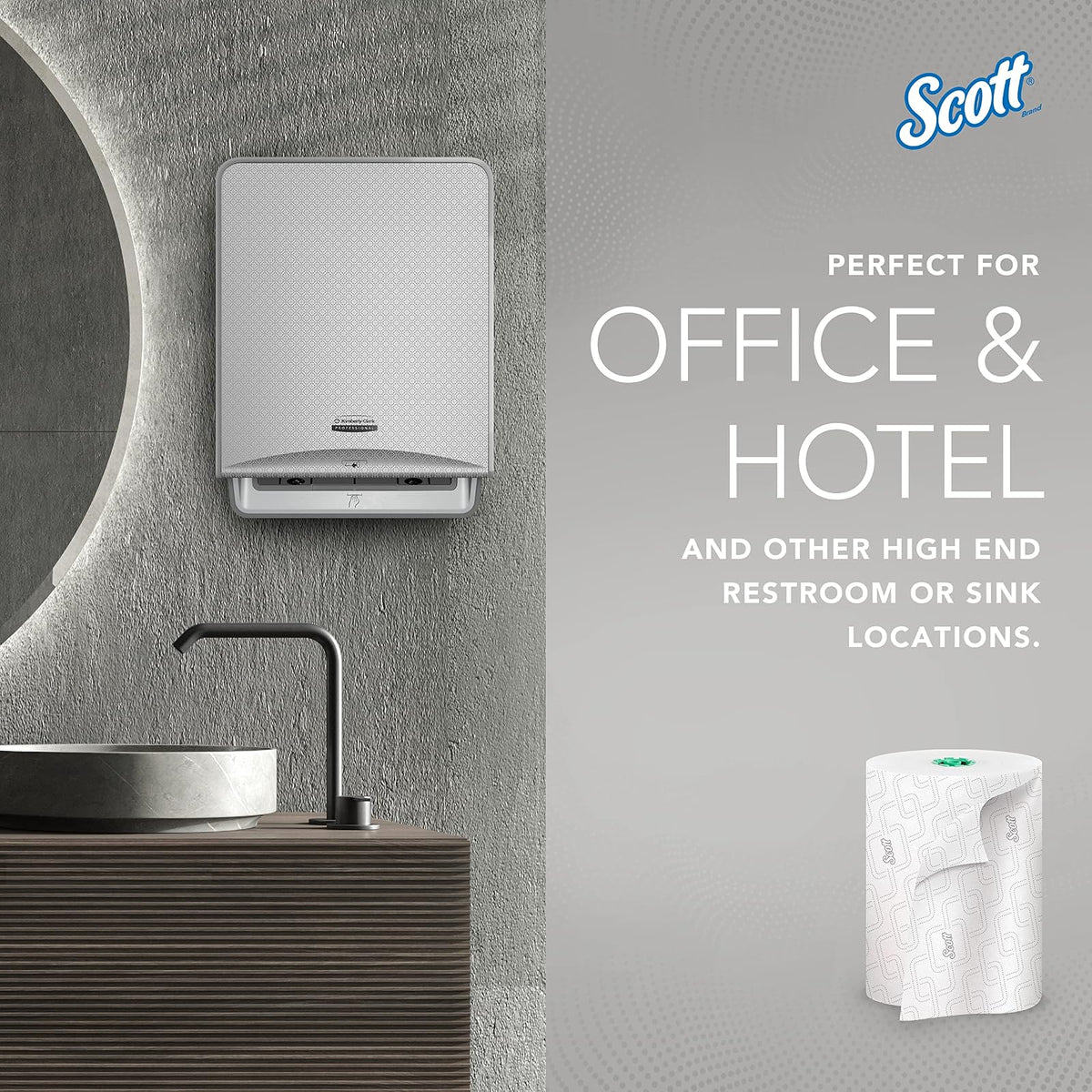 Scott Professional - Toallas de papel de rollo duro de alta capacidad, a granel (25700), enrolladas duras, diseño elevado, bolsillos de absorbencia, blanco, para dispensadores de núcleo verde