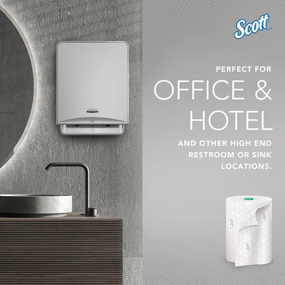 Scott Professional - Toallas de papel de rollo duro de alta capacidad, a granel (25700), enrolladas duras, diseño elevado, bolsillos de absorbencia, blanco, para dispensadores de núcleo verde