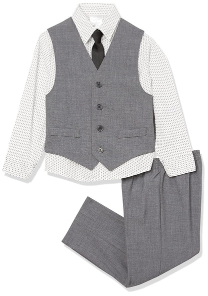 Calvin Klein Conjunto Formal de 4 Piezas con Chaleco y Corbata para Niño - 5 - Gris Oxford