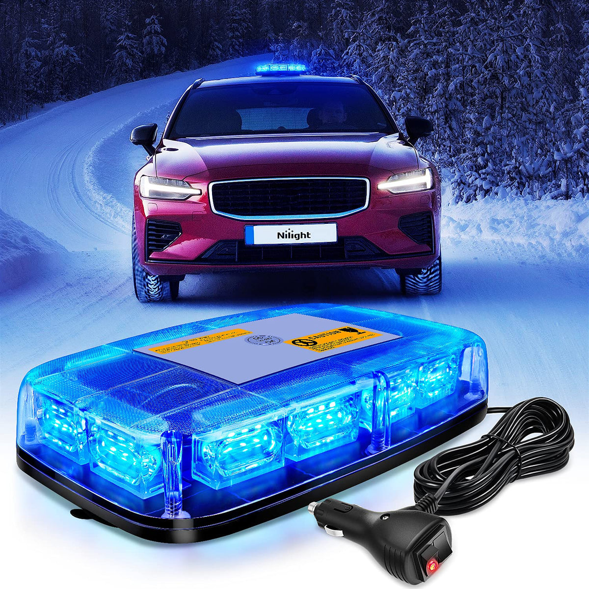 Nilight Luz Estroboscópica LED de Techo 48 LED, Montaje Magnético - Azul - Patchwork