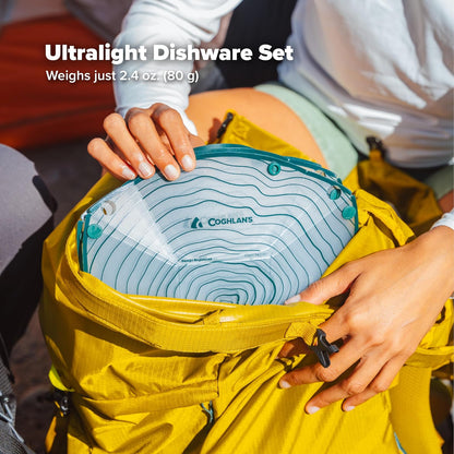 Snapfold™ Solo Pack - Juego de vajilla plegable de 3 piezas, ligero, 4 onzas, a prueba de fugas, equipo de camping compacto para mochileros, senderismo y exteriores, incluye taza, tazón y plato