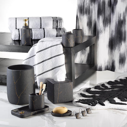 Nicole Miller - Toallas de Mano, algodón Suave y Absorbente, Esenciales para recámara, Juego de 2 (colección Sydney, Blanco/Negro)