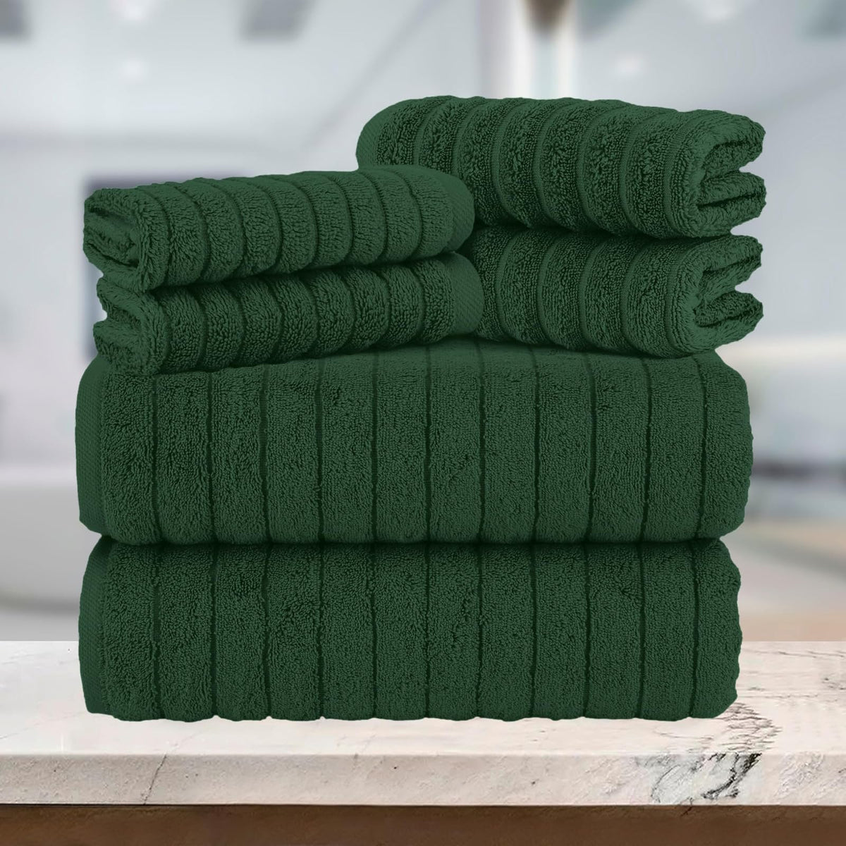 Elegant Comfort - Juego de 6 toallas de baño de lujo acanaladas de pana 100% algodón turco, sensación de alta calidad, de secado rápido, altamente absorbentes, contiene 2 toallas de baño, 2 toallas de