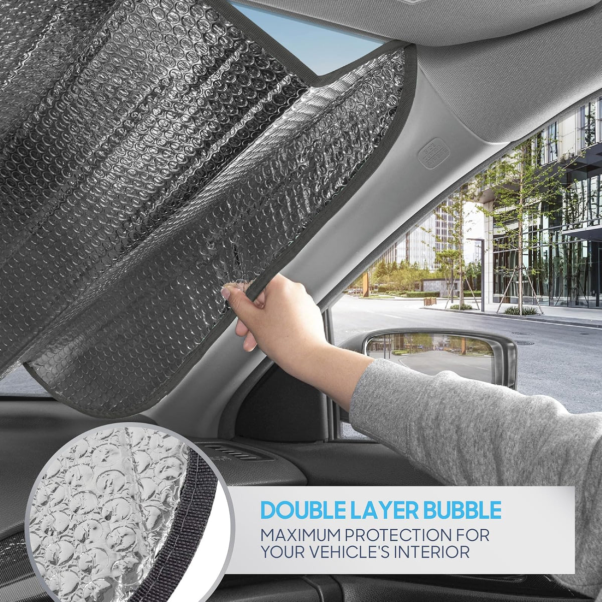 BDK Parasol para parabrisas de la bandera estadounidense para automóvil, camión y SUV, parasol plegable para ventana delantera, protección contra el calor, protector solar del automóvil bloquea los rayos UV y mantiene el vehículo fresco (58 x 27 pulgadas)