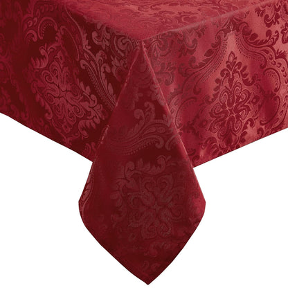 Elrene Home Fashions Caiden Elegance - Mantel de Damasco Resistente al Agua y Manchas - Rojo - 304.8 x 152.4 cm (Rectangular)