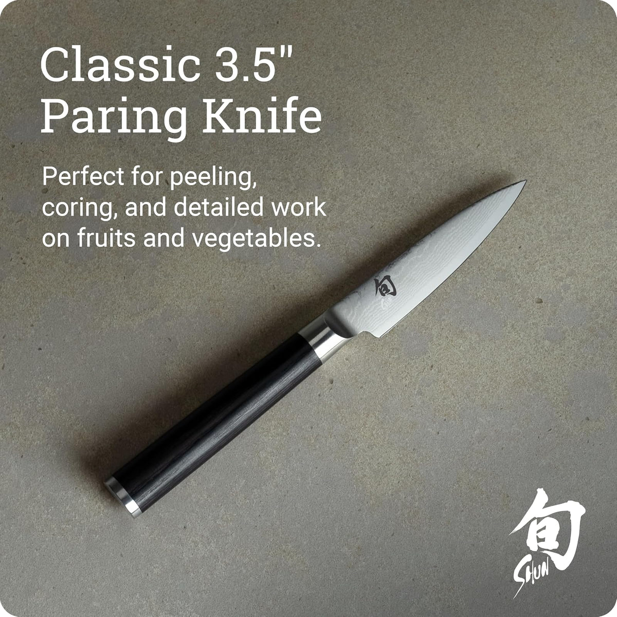 Shun cuchillo de pelar clásico de 3.5 pulgadas; tamaño pequeño para un control completo y maniobras precisas; ideal para pelar y poner frutas y verduras; cuchillo versátil de alta calidad, perfecto para cualquier cocina