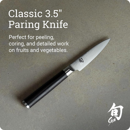 Shun cuchillo de pelar clásico de 3.5 pulgadas; tamaño pequeño para un control completo y maniobras precisas; ideal para pelar y poner frutas y verduras; cuchillo versátil de alta calidad, perfecto para cualquier cocina