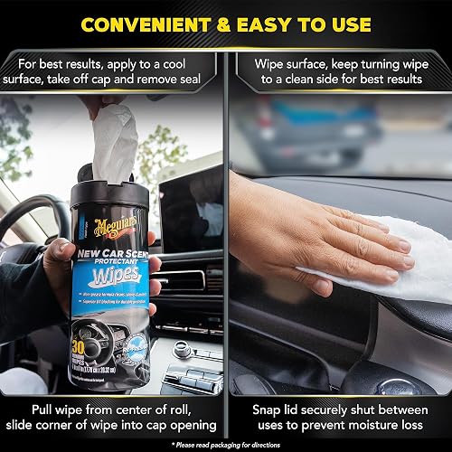 Meguiar's Toallitas Protectoras de Olores 30 Unidades | Para automóvil, fáciles de usar, protegen y refrescan interior, ideales para detalles y mantenimiento