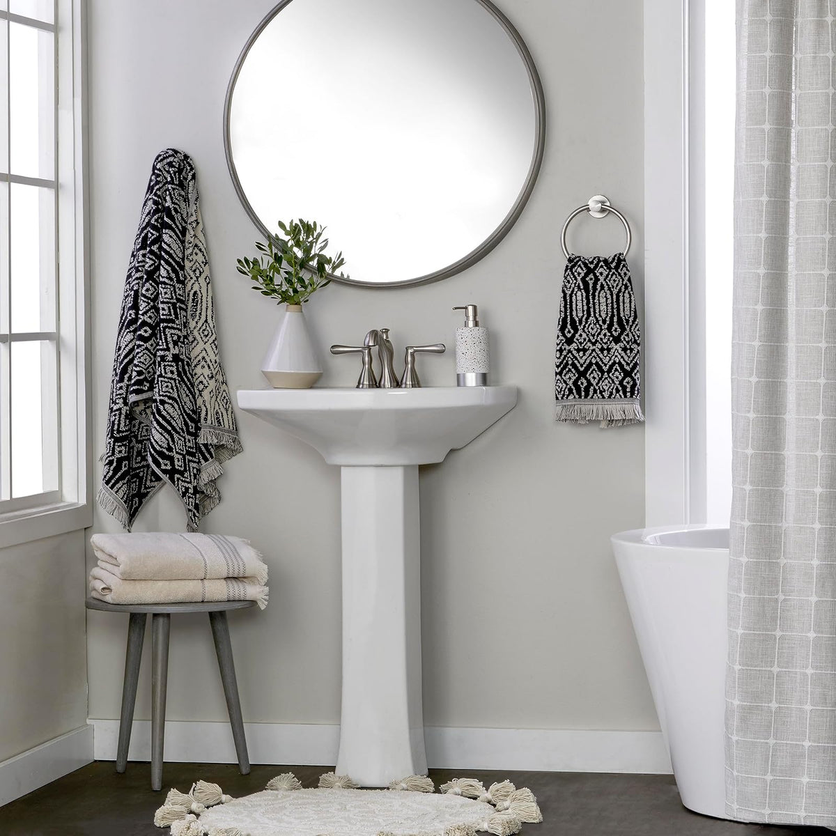 SKL Home Nador - Toalla de baño Jacquard Color Negro
