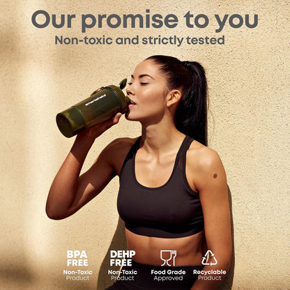 SmartShake Original2GO ONE Gris 800ml, Botella Mezcladora de Proteínas, Libre de BPA, 1 Compartimiento incluído