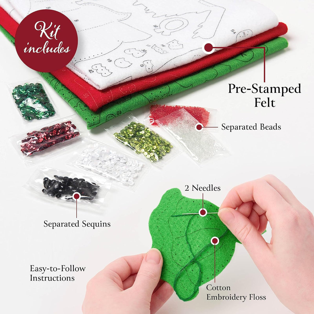 Kit de cubierta de caja de pañuelos de aplique de fieltro Bucilla, San Nicolás alegre, perfecto para manualidades y artesanías navideñas DIY, 89678E