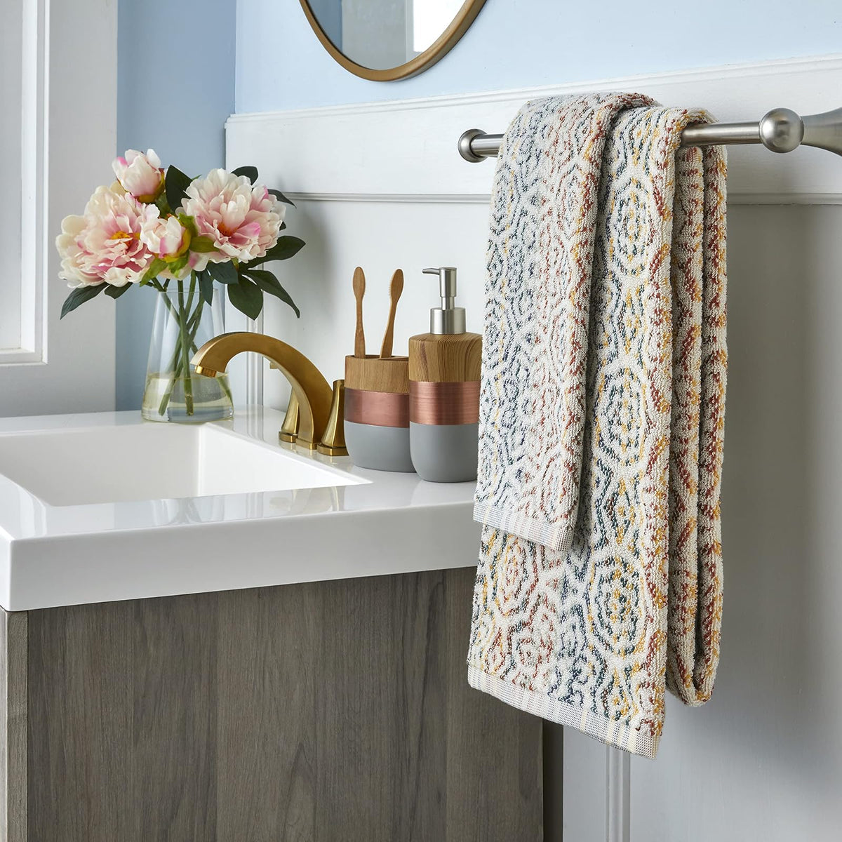 SKL Home Rhapsody - Toalla de baño de Alta Calidad, 100% algodón, 550 g/m², Reversible, Suave y Absorbente, Especia