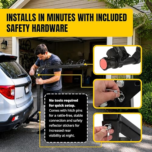 MAXXHAUL 50250 - Soporte de Montaje para Enganche de 4 , Soporte de Brazo Doble de 22 Pulgadas, Apto para Receptor de 2 Pulgadas para Automóvil, camión, SUV, Acero Resistente con reflectores de