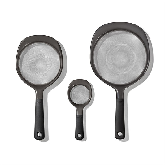 OXO Good Grips - Juego de colador de 3 piezas, color negro