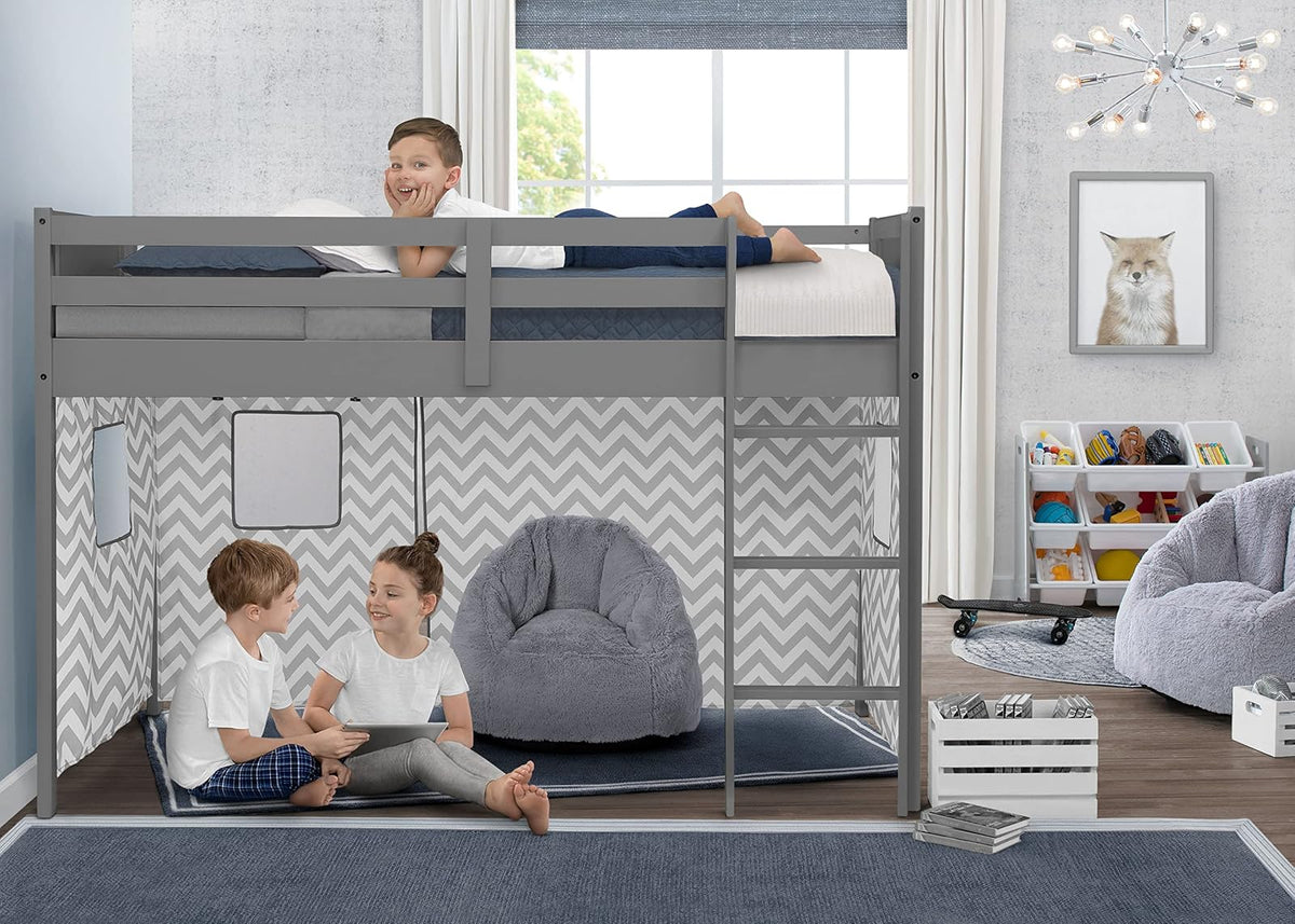 Delta Children Carpa Tipo Cortina para Cama Alta Twin (la Cama se Vende por Separado) - Estilo: Gris Chevron