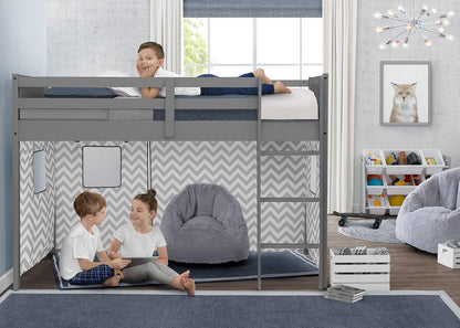 Delta Children Carpa Tipo Cortina para Cama Alta Twin (la Cama se Vende por Separado) - Estilo: Gris Chevron