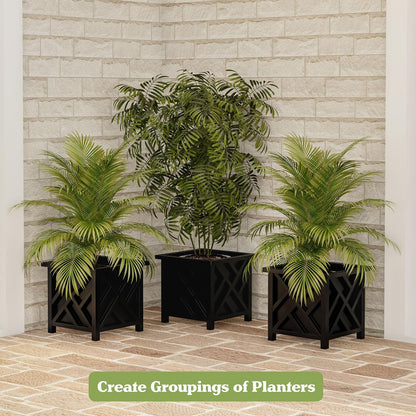 Pure Garden - Maceta Decorativa de 14.75 Pulgadas Cuadrada, para Exteriores, Porche, Patio y decoración de jardín (Negro)