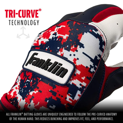 Franklin Sports MLB DIGITEK Guantes de bateo, Blanco/Azul Marino/Rojo, Adulto, Grande