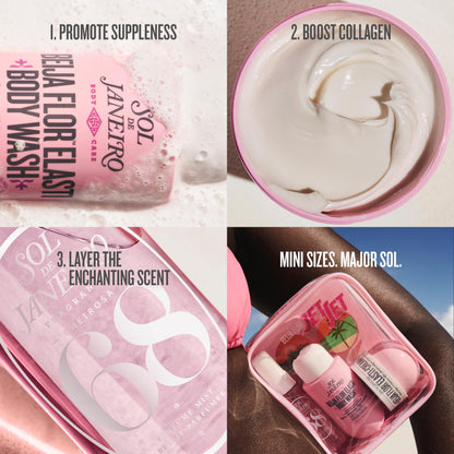 Sol de Janeiro Beija Flor Jet Set: Kit de Viaje con Elasti-Cream, Gel de Ducha Renovador y Perfume Mist Brazilian Crus