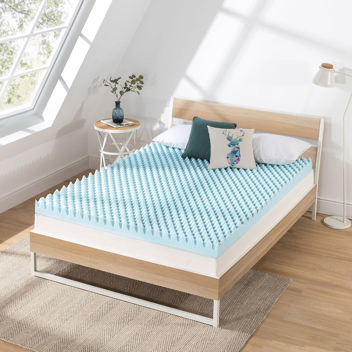Best Price Mattress - Colchón de Espuma viscoelástica de 4 Pulgadas con infusión de Gel refrescante, Certificado CertiPUR-US, King, Color Azul Claro