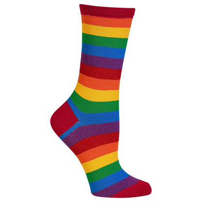 Hot Sox calcetines crew de novedad para mujer - 4-10 - Rayas (Rojo)