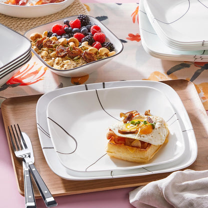 Corelle, 1107744, Square Simple Lines Trinche, Set de 6 Piezas