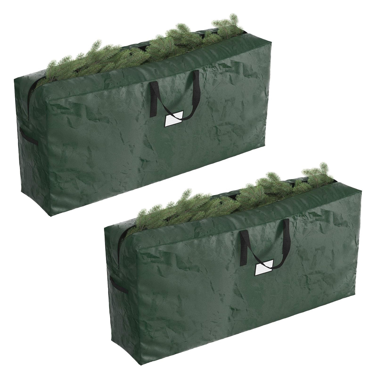 Elf Stor - Bolsas de almacenamiento para árbol de Navidad, juego de 2 bolsas de decoración extra grandes para árboles artificiales desmontados de 9 pies y guirnaldas (verde)