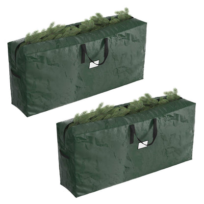 Elf Stor - Bolsas de almacenamiento para árbol de Navidad, juego de 2 bolsas de decoración extra grandes para árboles artificiales desmontados de 9 pies y guirnaldas (verde)