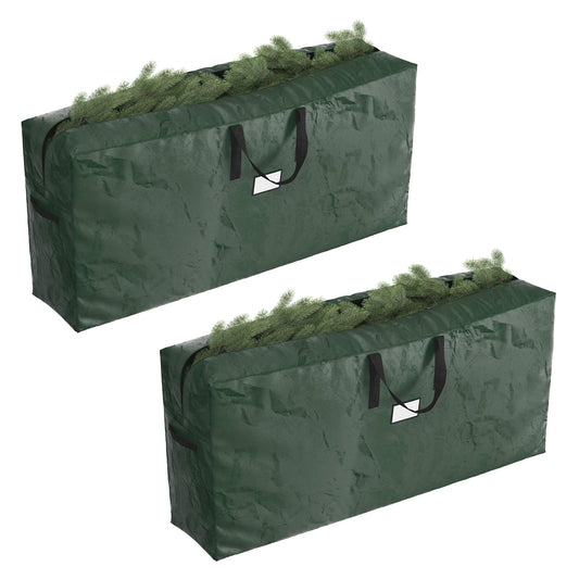 Elf Stor - Bolsas de almacenamiento para árbol de Navidad, juego de 2 bolsas de decoración extra grandes para árboles artificiales desmontados de 9 pies y guirnaldas (verde)