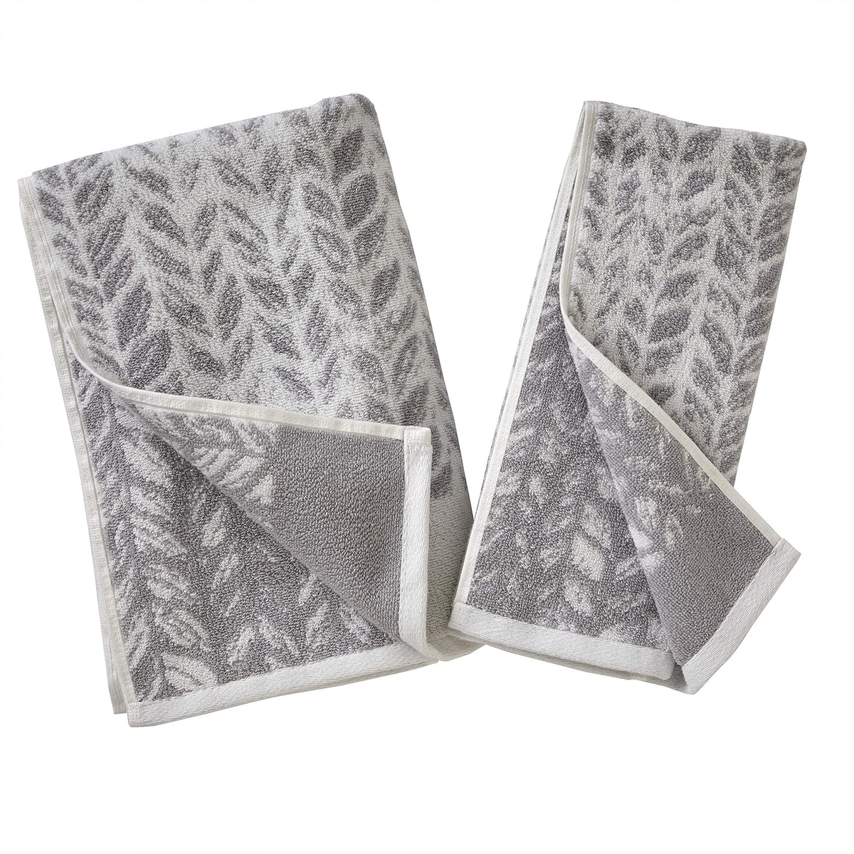 SKL Home by Saturday Knight Ltd. Toalla de Mano de Hojas envejecidas, Gris, 16 x 26 Pulgadas, 2 Unidades (Paquete de 1)
