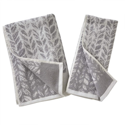 SKL Home by Saturday Knight Ltd. Toalla de Mano de Hojas envejecidas, Gris, 16 x 26 Pulgadas, 2 Unidades (Paquete de 1)