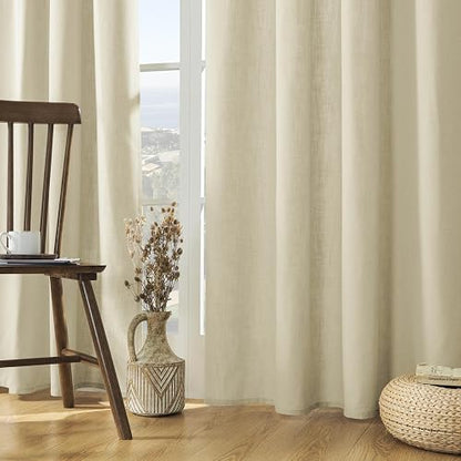 Joydeco - Juego de Cortinas de Lino de 96 Pulgadas de Largo, 2 Paneles para Sala de Estar, Cortinas filtrantes de luz de 96 Pulgadas de Largo, Cortinas de Sala de Estar de 96 Pulgadas de Largo (52 x