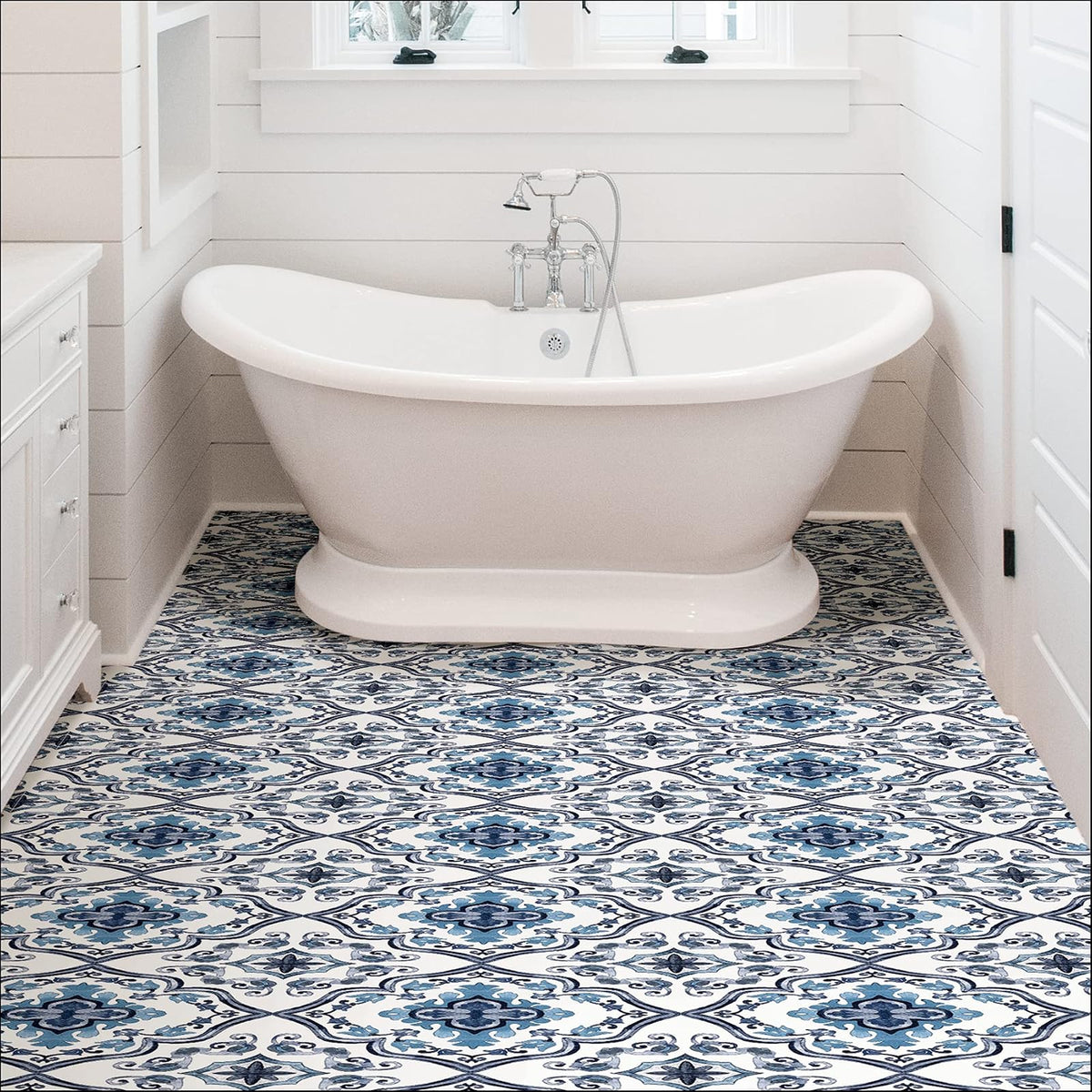FloorPops FP3932 Marrakesh - Azulejos de piso para despegar y pegar, color azul