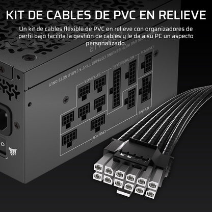 Corsair RM1000x Shift (2025) Fuente de Alimentación ATX Totalmente Modular – Interfaz Lateral Modular, 12V-2x6, ATX 3.1 y PCIe 5.1, Condensadores de 105°C, Cybenetics Gold – Negro