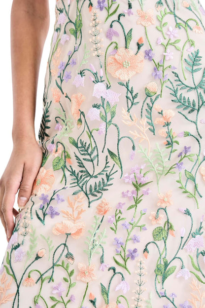 Maggy London Women's Floral Embroidered Halter Midi Dress with Back V-Neck